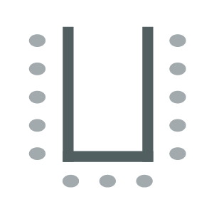 Open square room setup icon with a U-shape table and chairs on outside