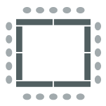 Tables placed in large enclosed square