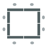 Tables placed in large enclosed square